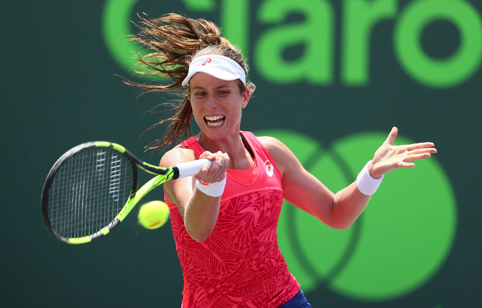 Johanna Konta Hitting The Ball Background