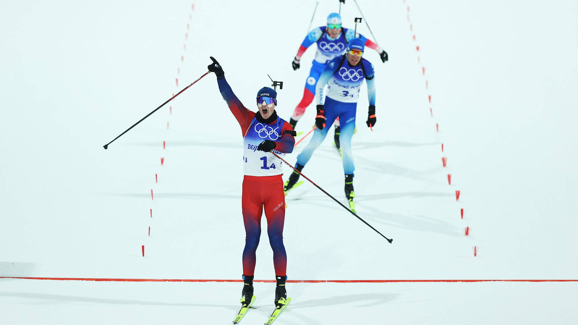 Johannes Boe Wins Biathlon Beijing Winter Olympics 2022 Background