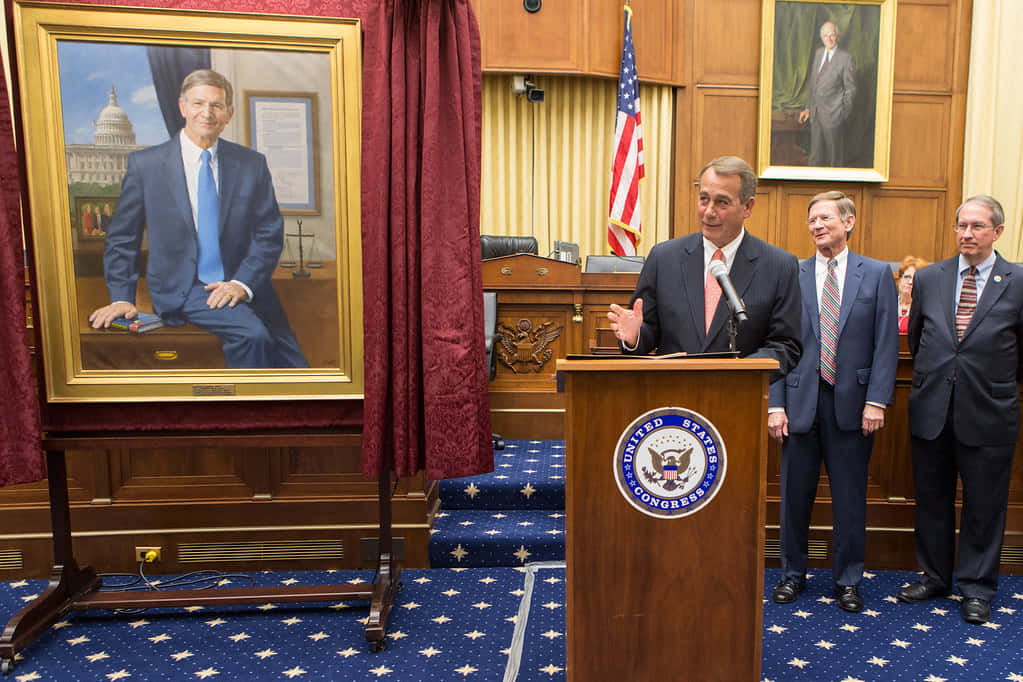 John Boehner And Lamar Smith Portrait Background
