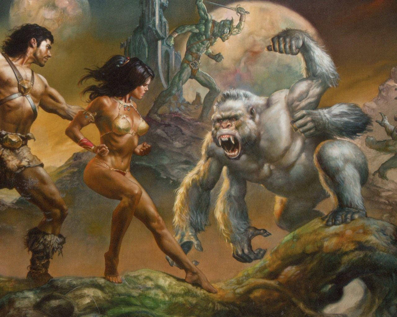 John Carter Dejah Thoris And Ape Background