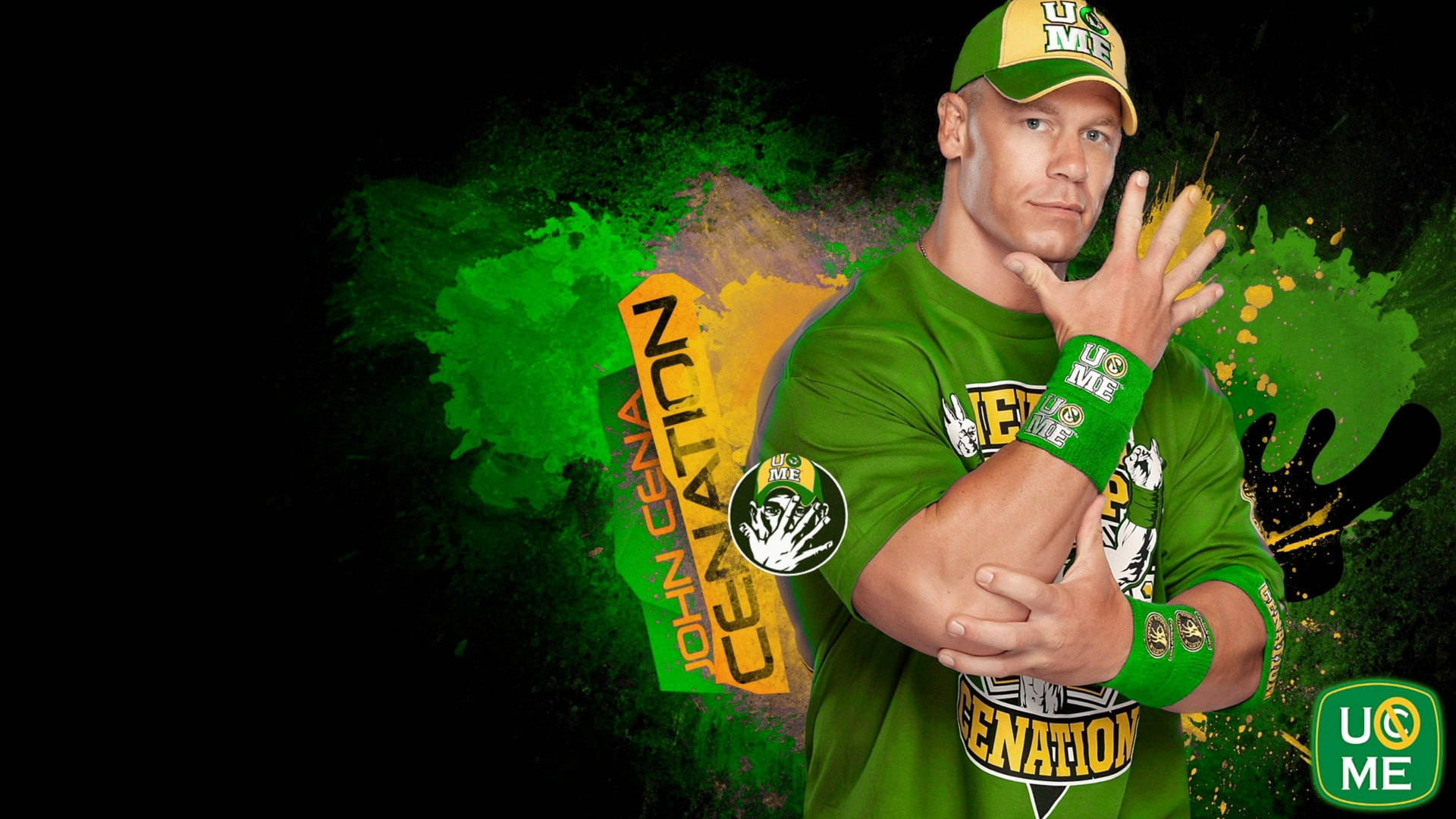 John Cena In Green T-shirt Background