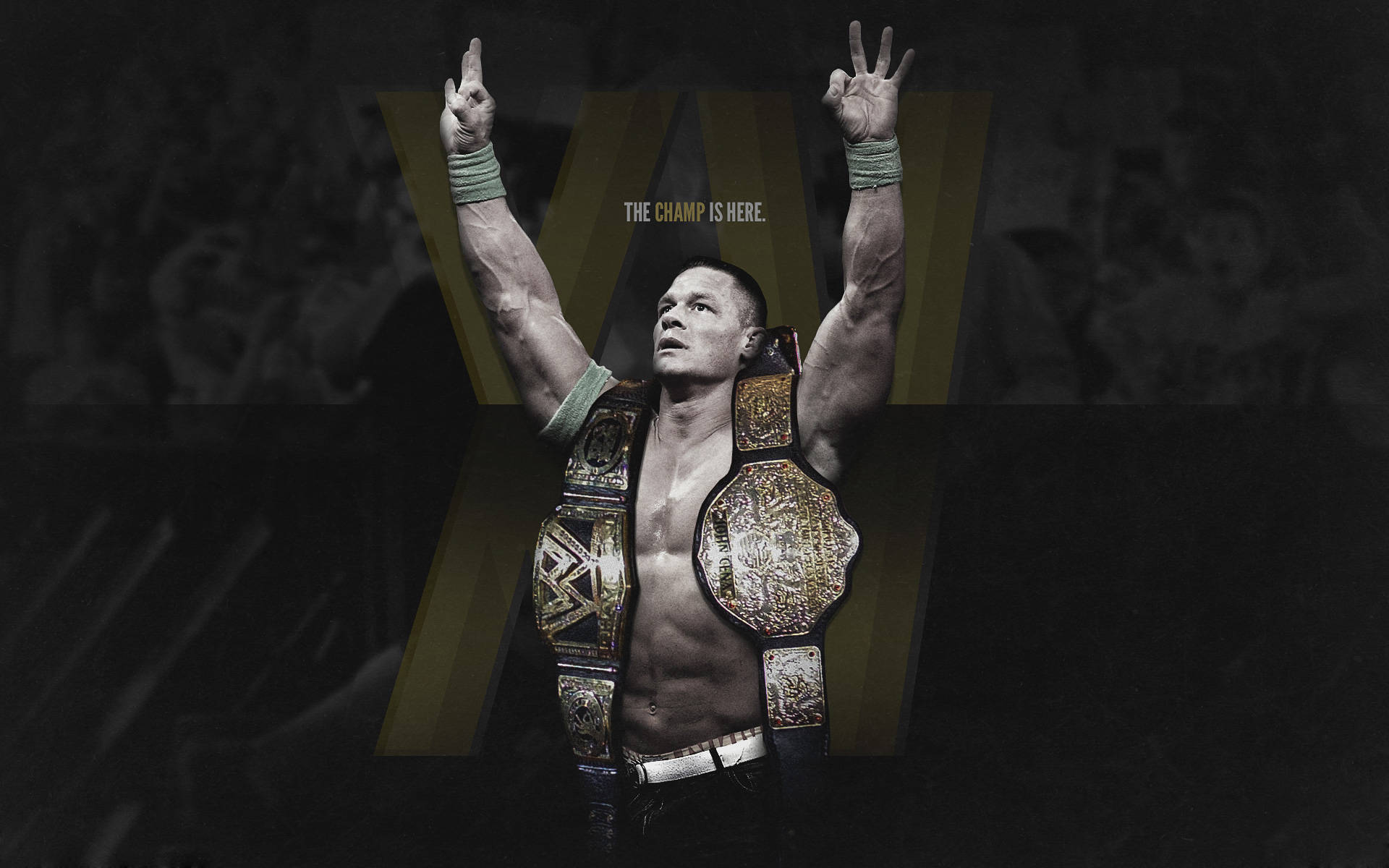 John Cena With Two Championship Belts Background