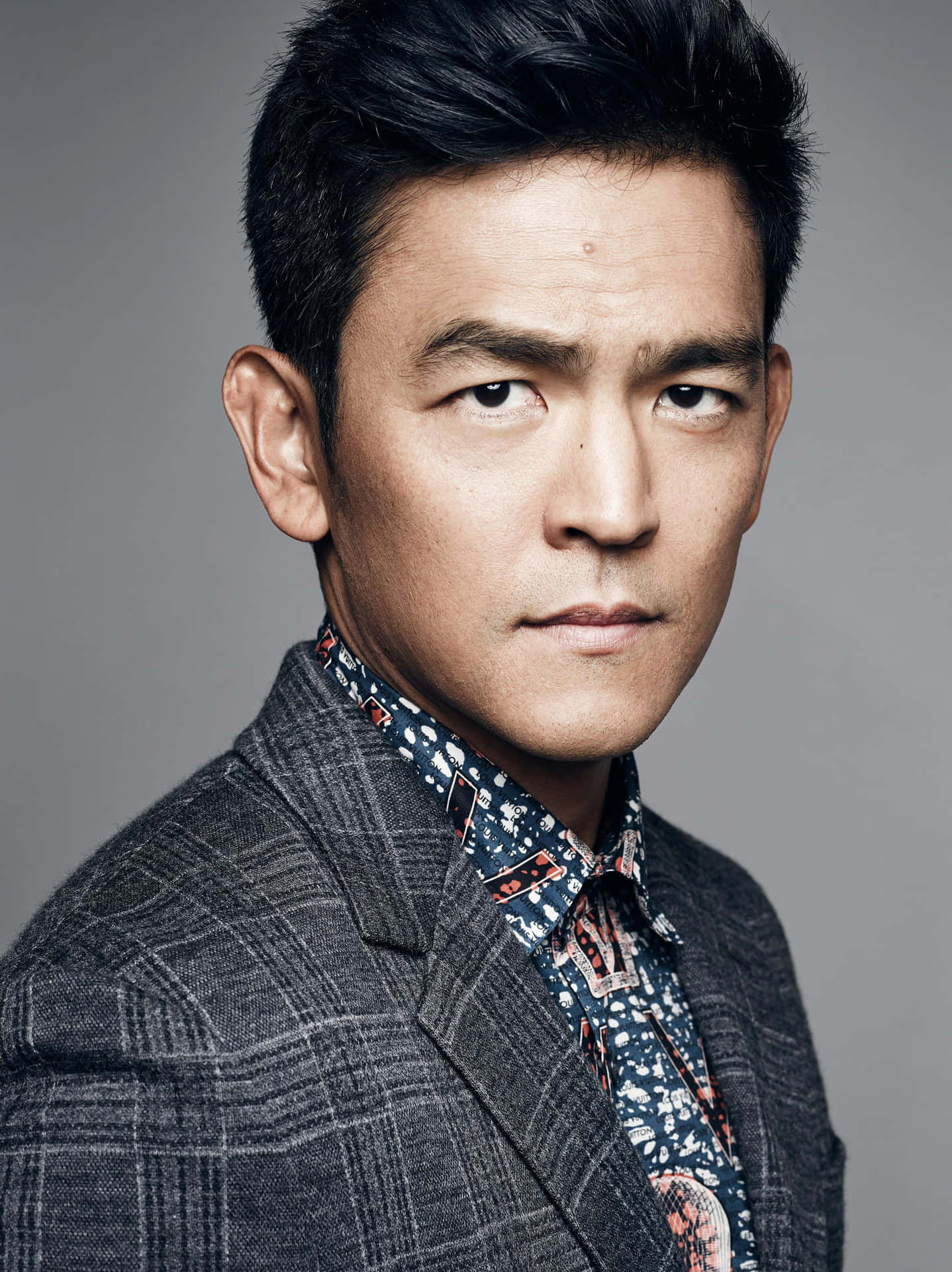 John Cho Looking Sharp In A Gray Suit Background