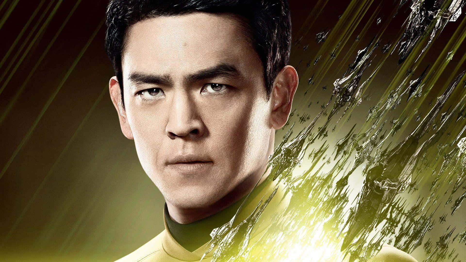 John Cho Posing In An Elegant Suit Amidst A Cityscape Backdrop Background
