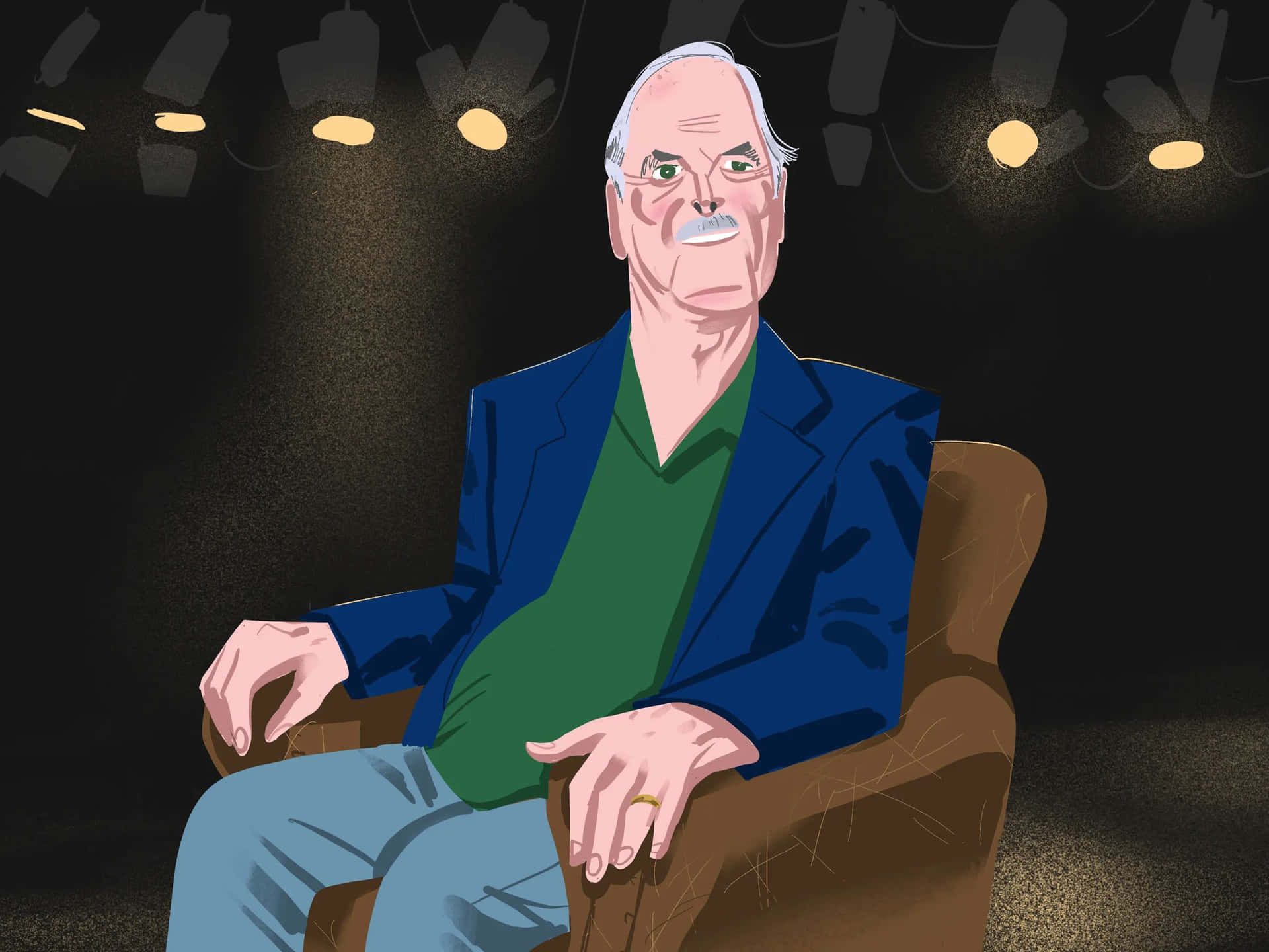 John Cleese Illustration Stage Lighting Background