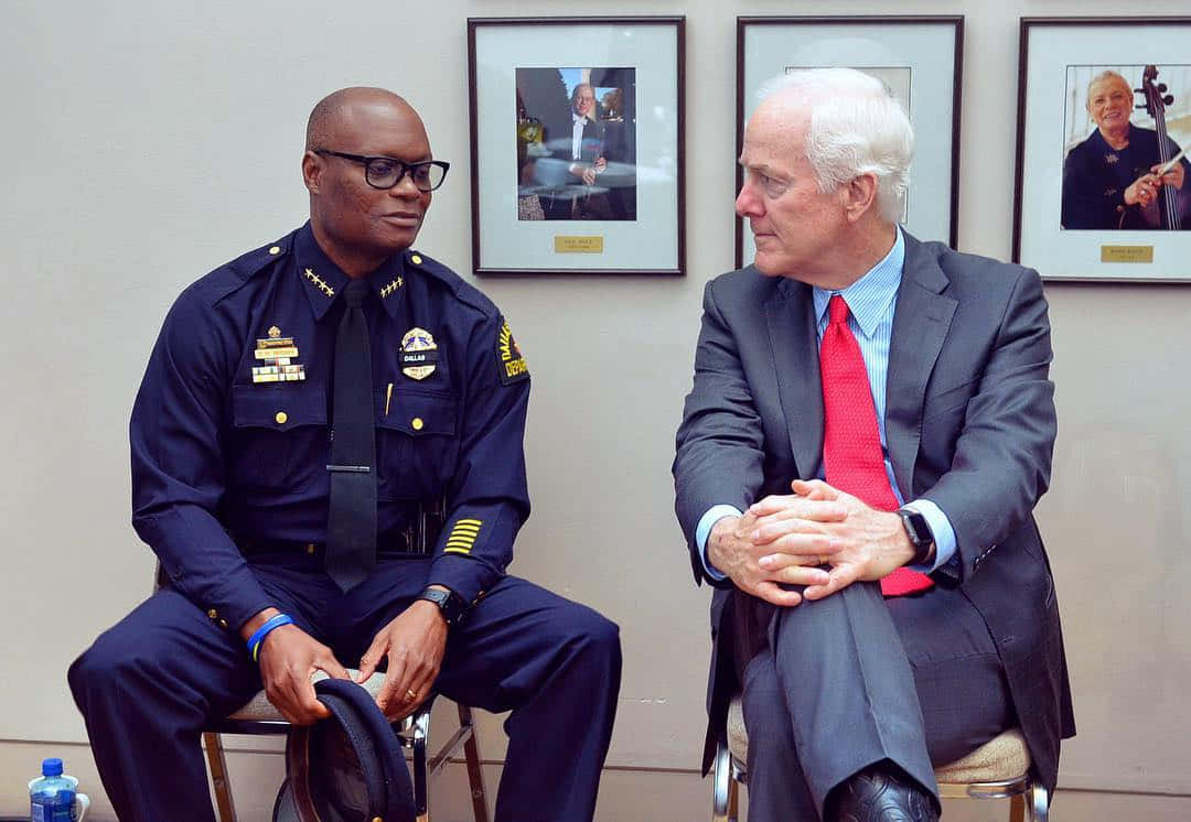 John Cornyn Talking To An Officer