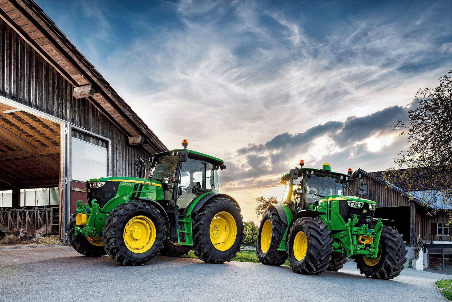 John Deere Tractors Workhorse At The Field Background