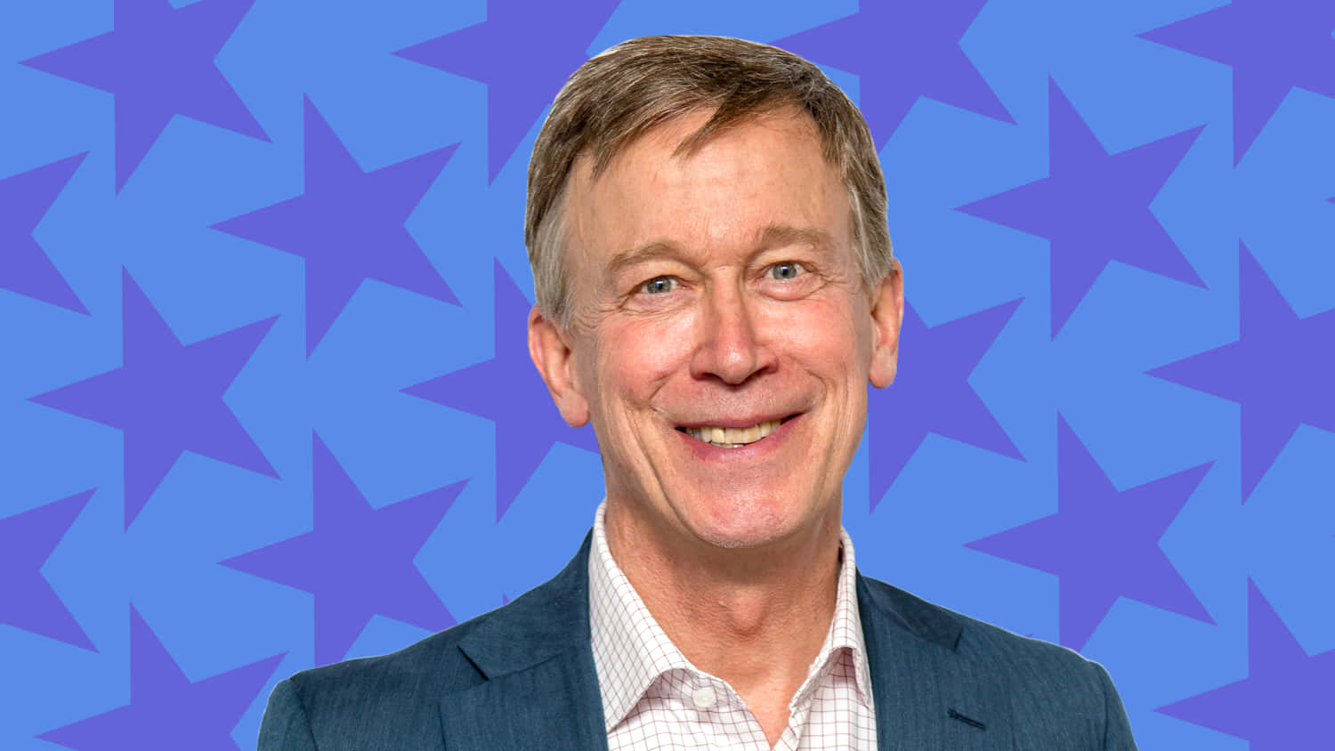 John Hickenlooper With Blue Stars Backdrop Background