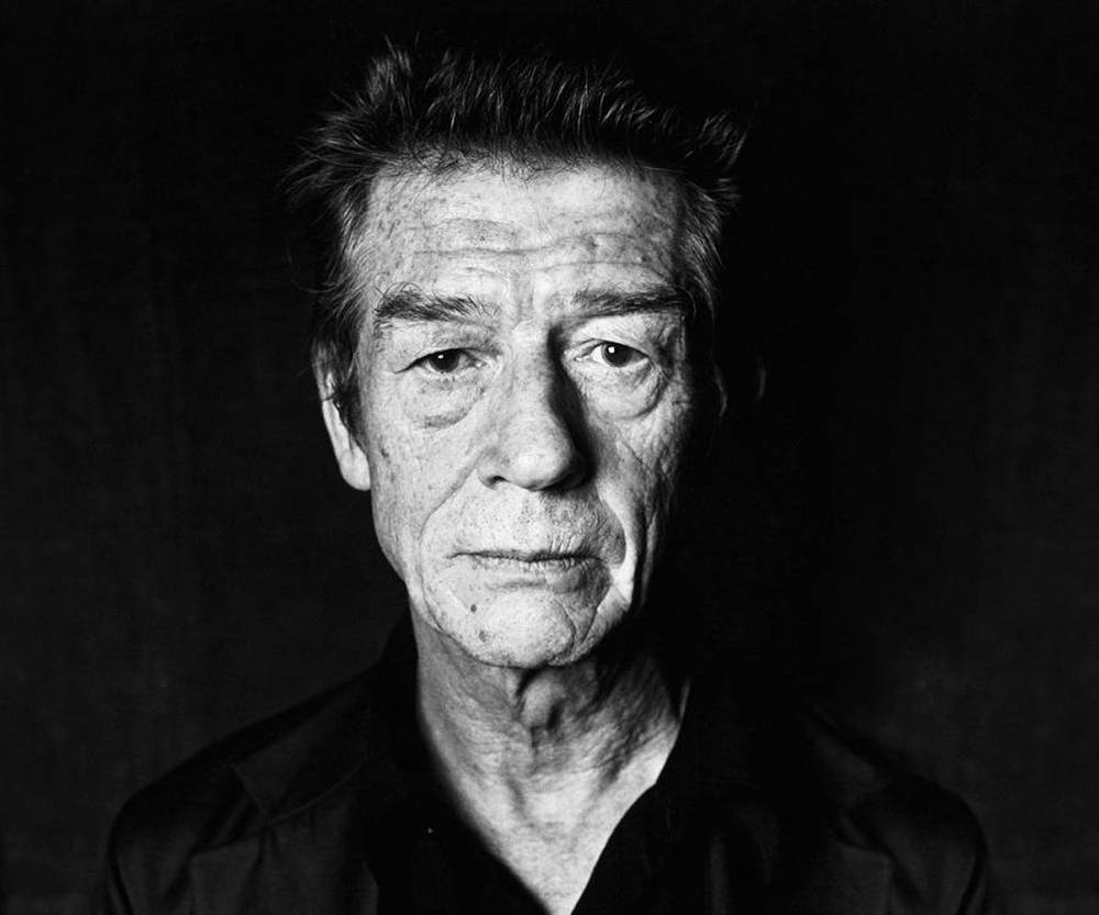 John Hurt Black And White On Black Background Background