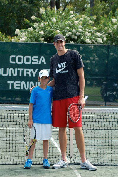 John Isner With Young Tennis Player Background