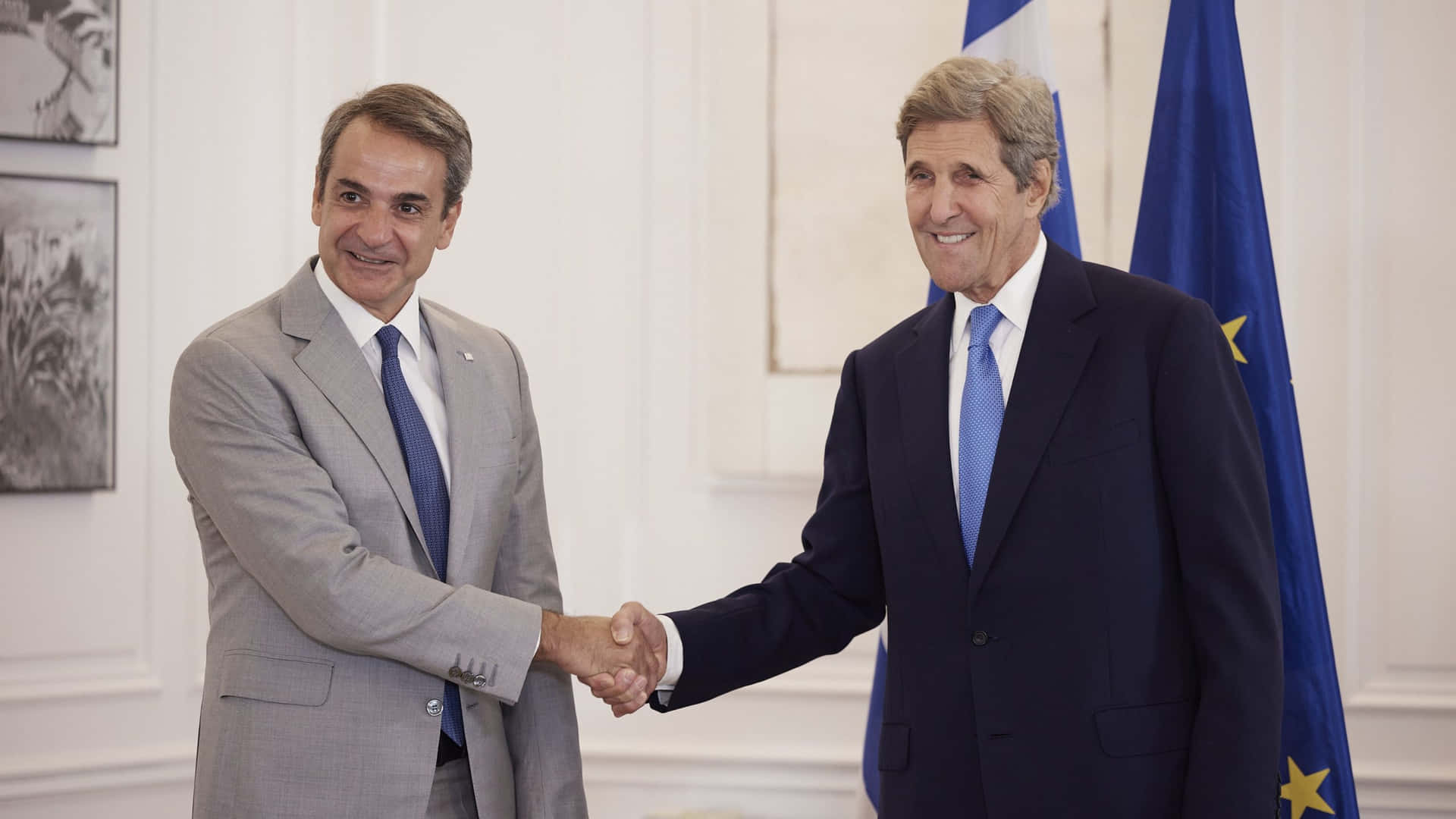 John Kerry Meets With Greek Prime Minister Background