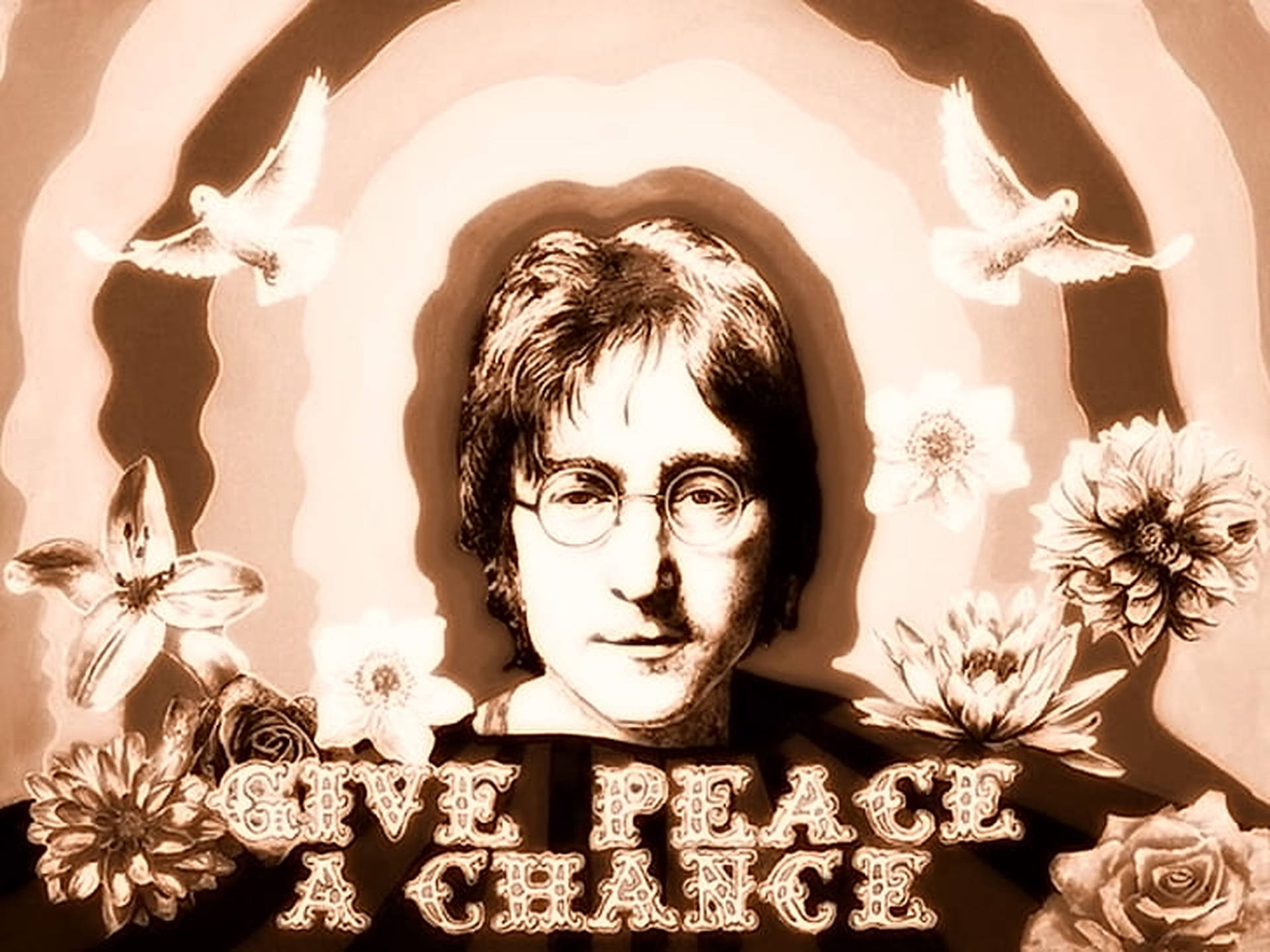 John Lennon Sepia Effect Art Background