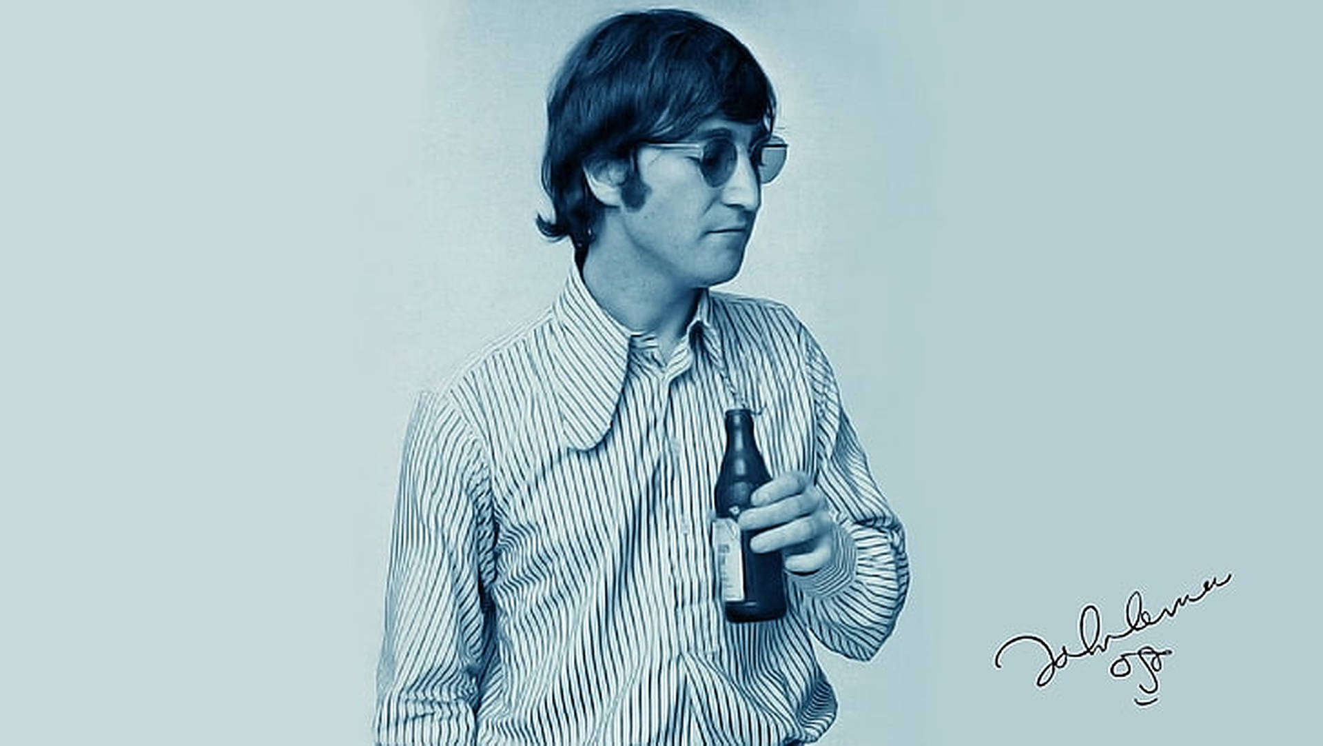 John Lennon With Beer Background