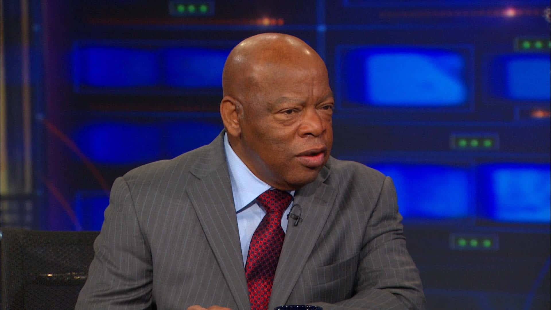 John Lewis With A Red Necktie Background
