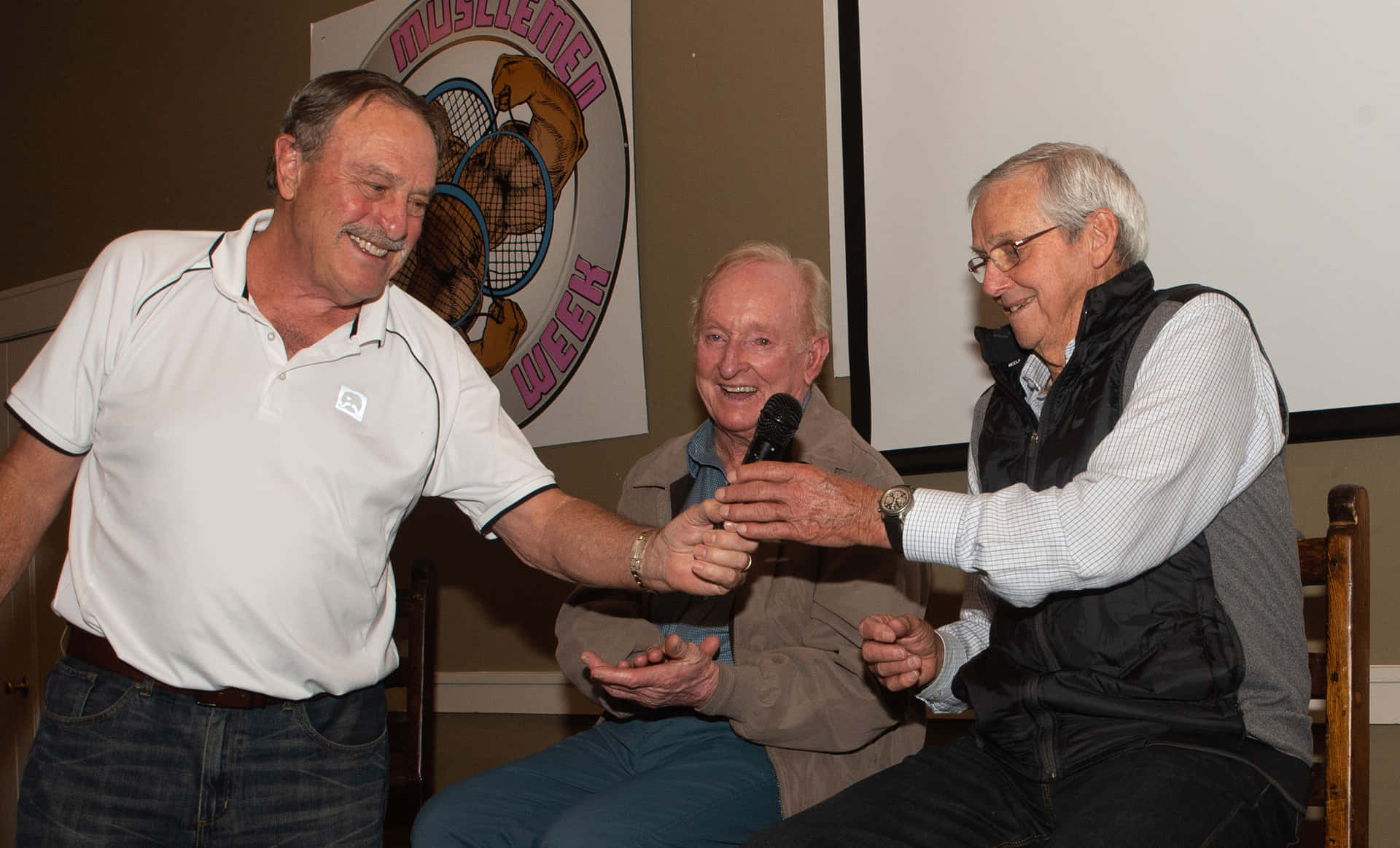 John Newcombe With Roy Emerson And Rod Laver Background