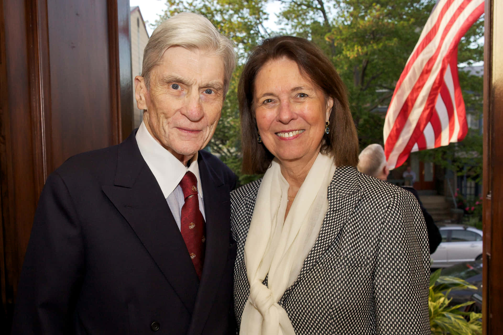 John Warner Smiling Alongside Wife Jeanne Vander