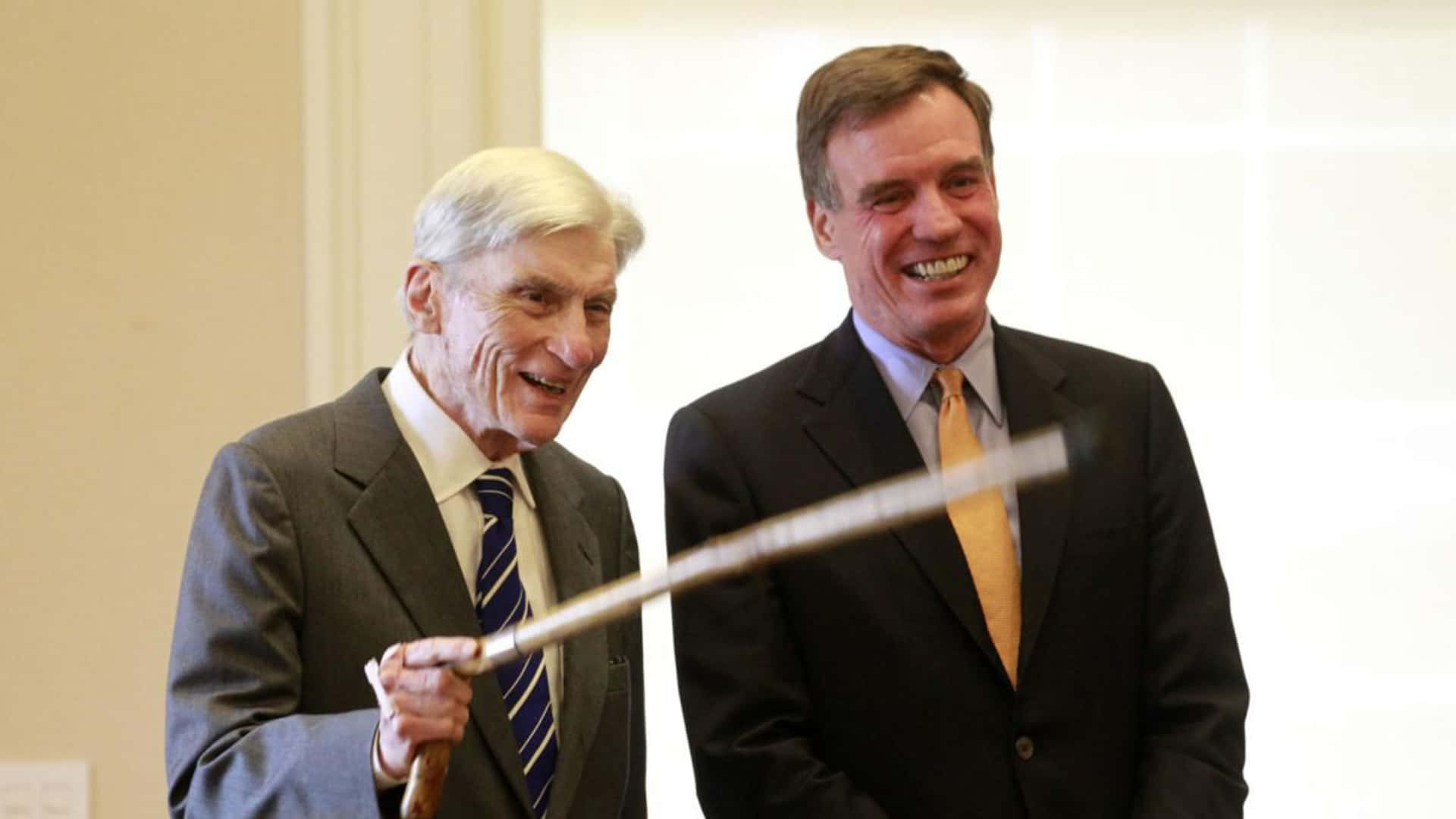 John Warner With Mark Warner Background