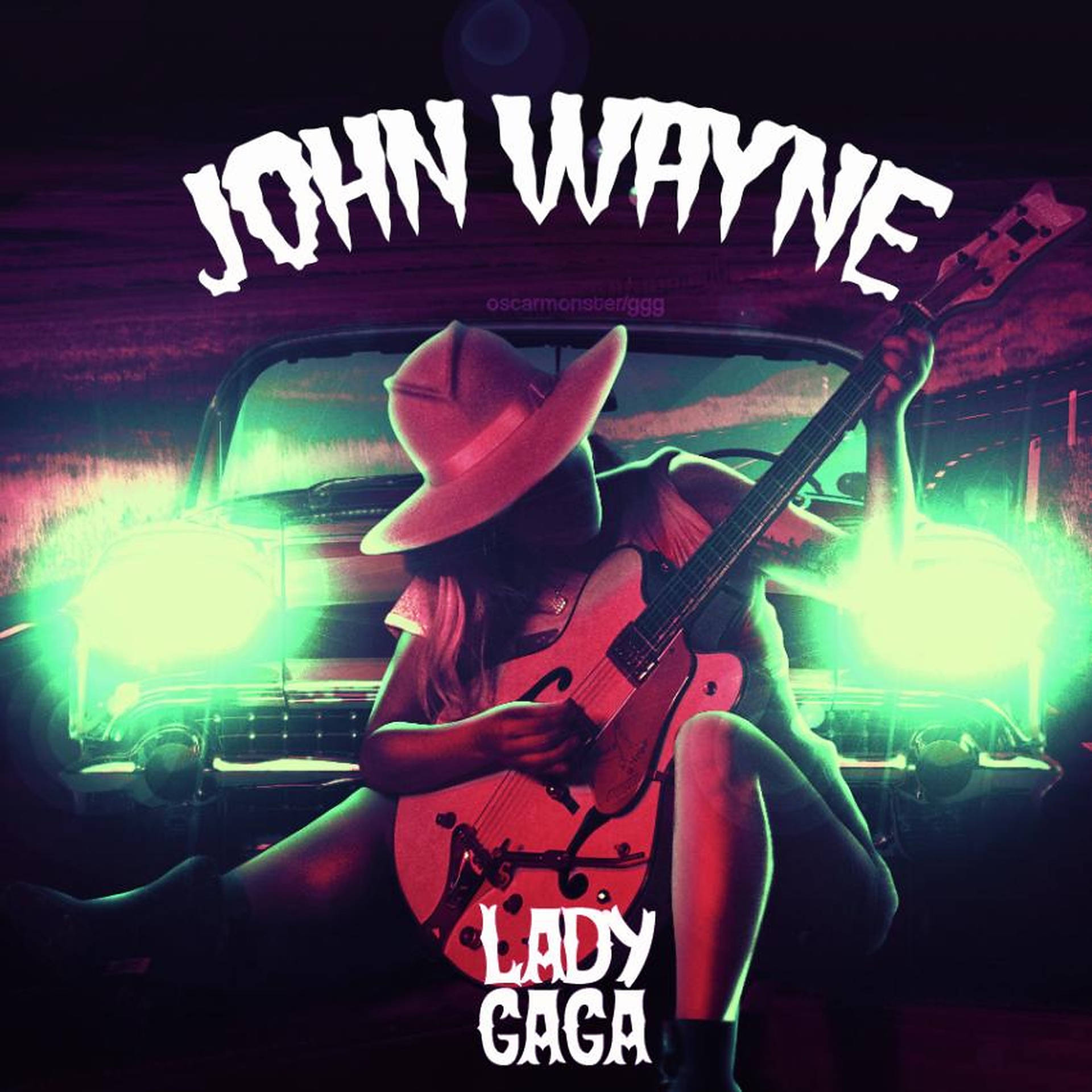John Wayne And Lady Gaga Poster Background