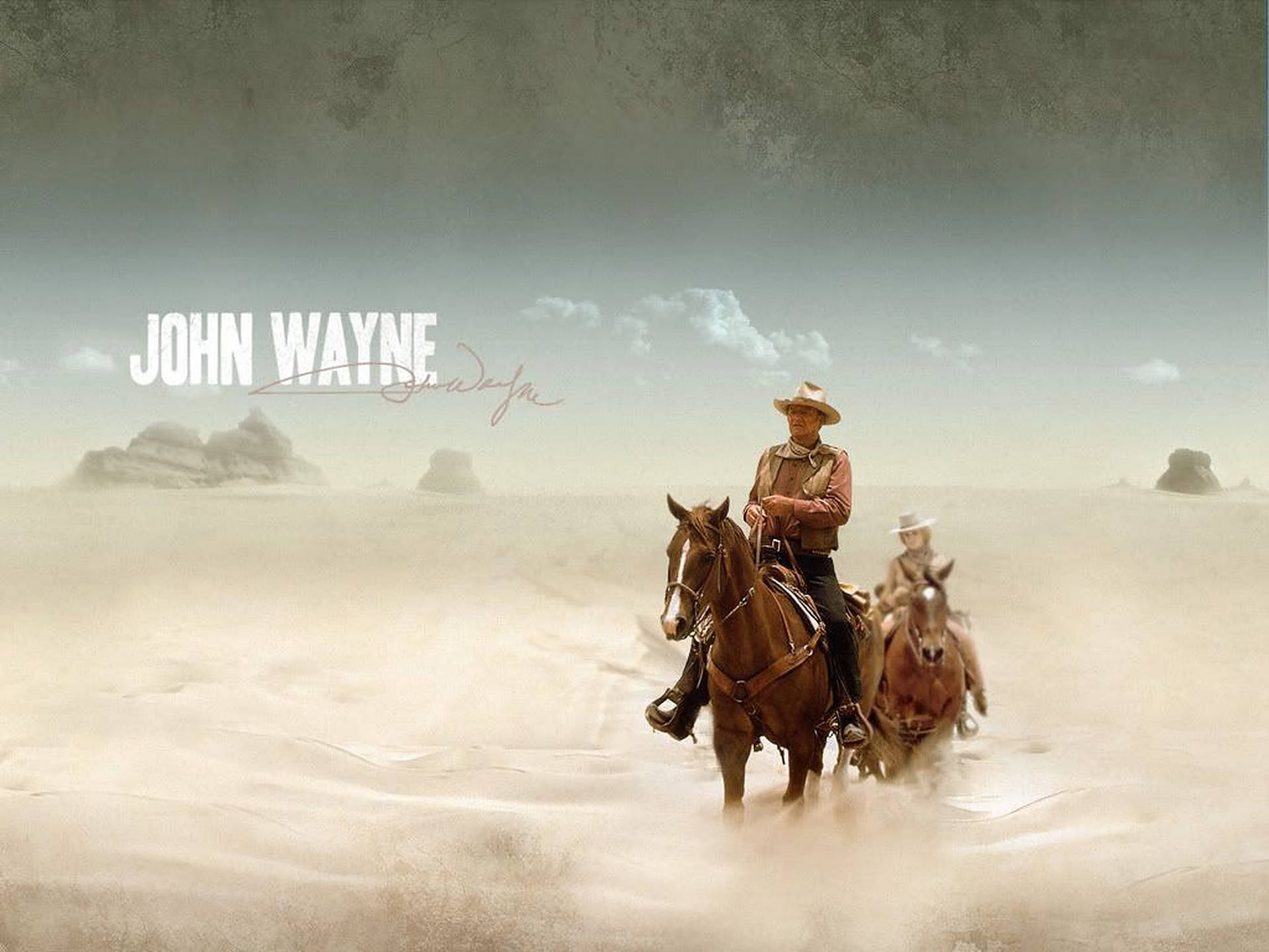 John Wayne Two Horses Background