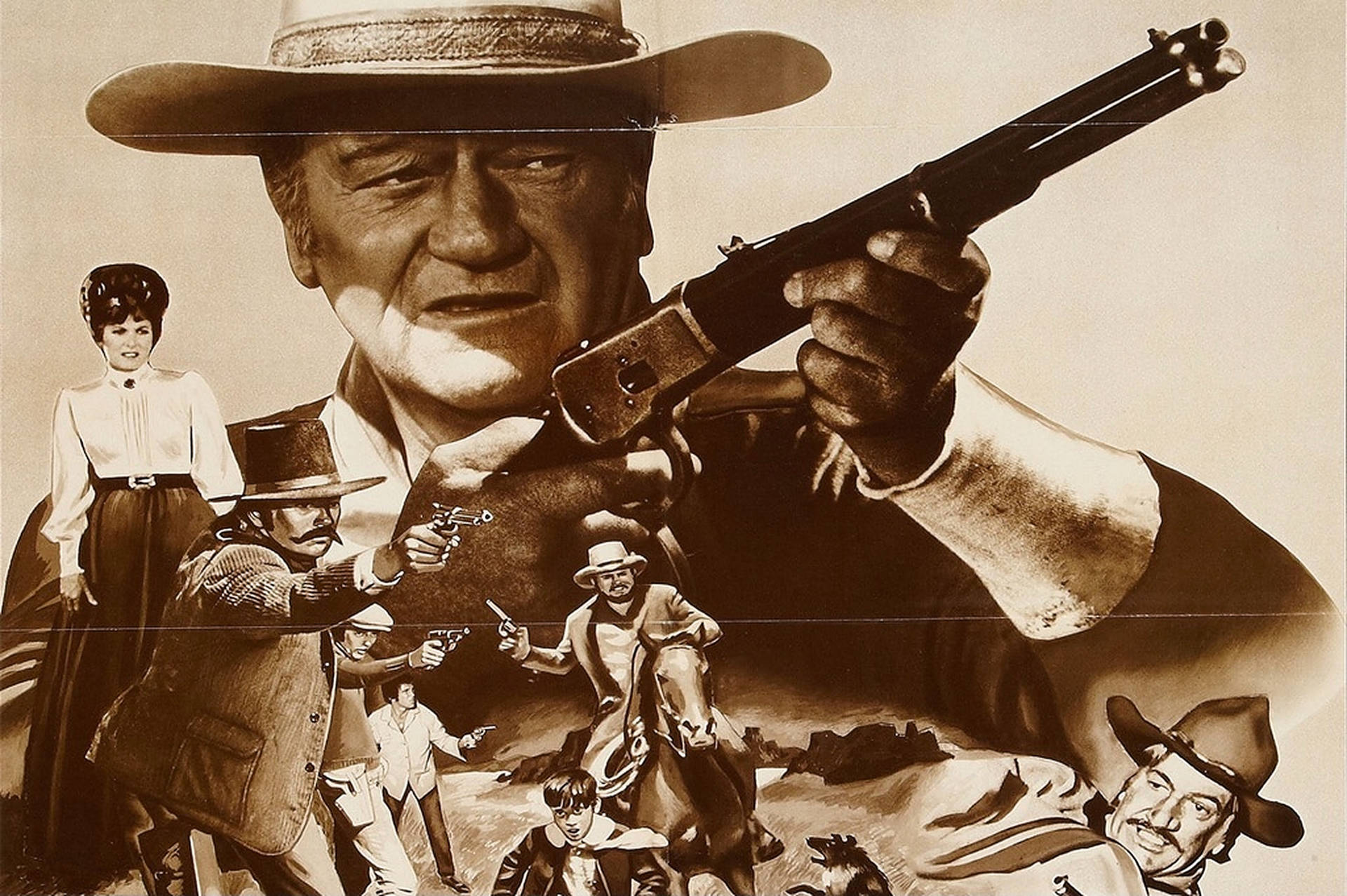 John Wayne With Gun Background