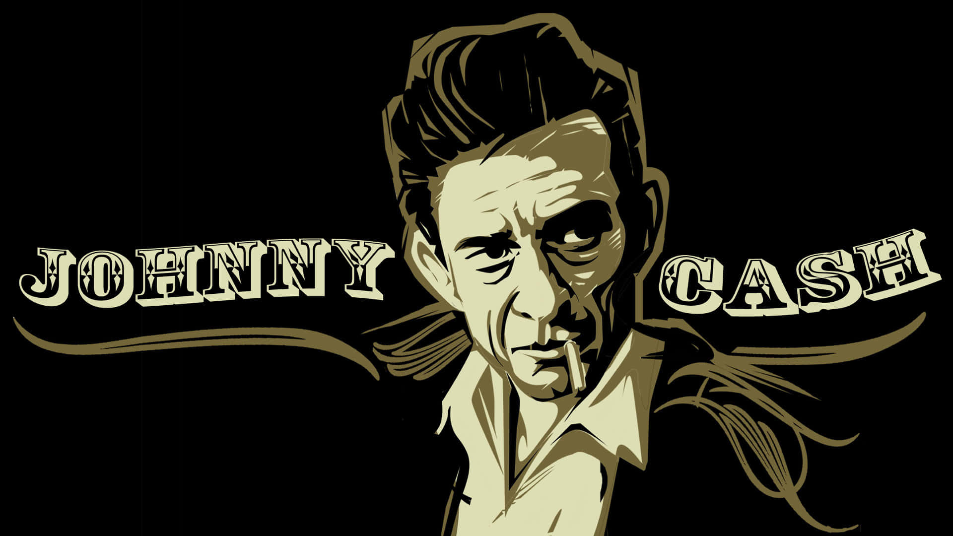 Johnny Cash Logo With A Black Background Background