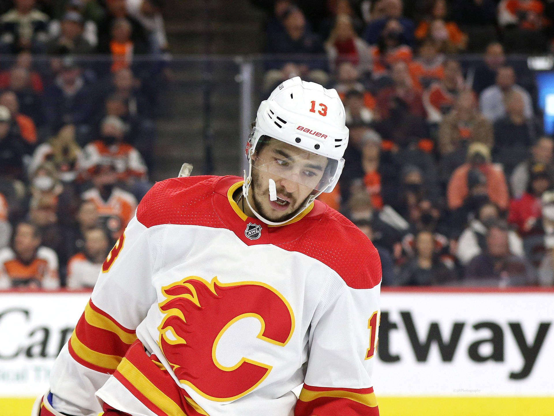 Johnny Gaudreau Ice Hockey Calgary Flames Crowd Background