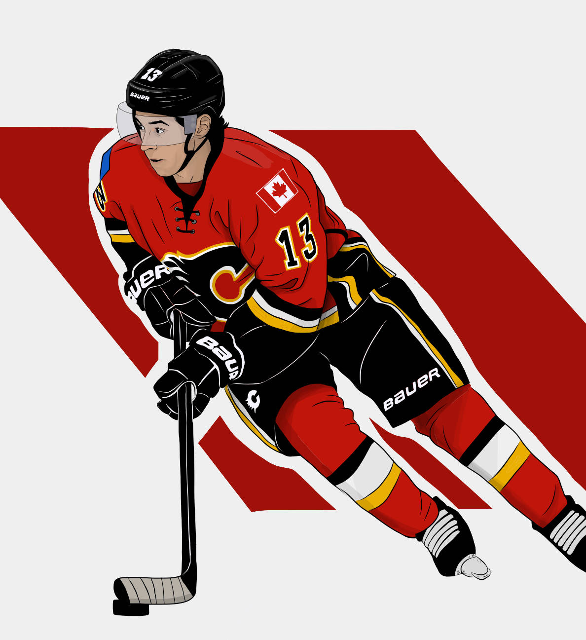 Johnny Gaudreau Ice Hockey Cartoon Calgary Flames Background