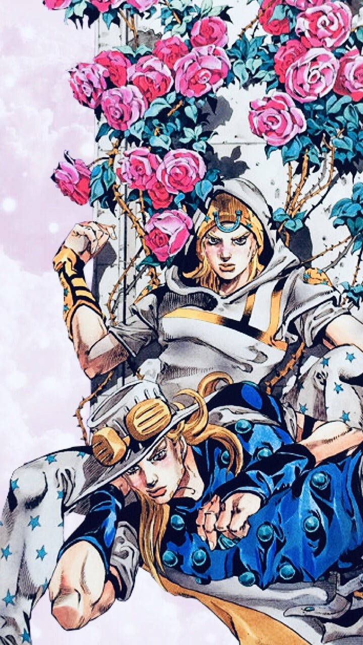 Johnny Joestar Pink Rose Background