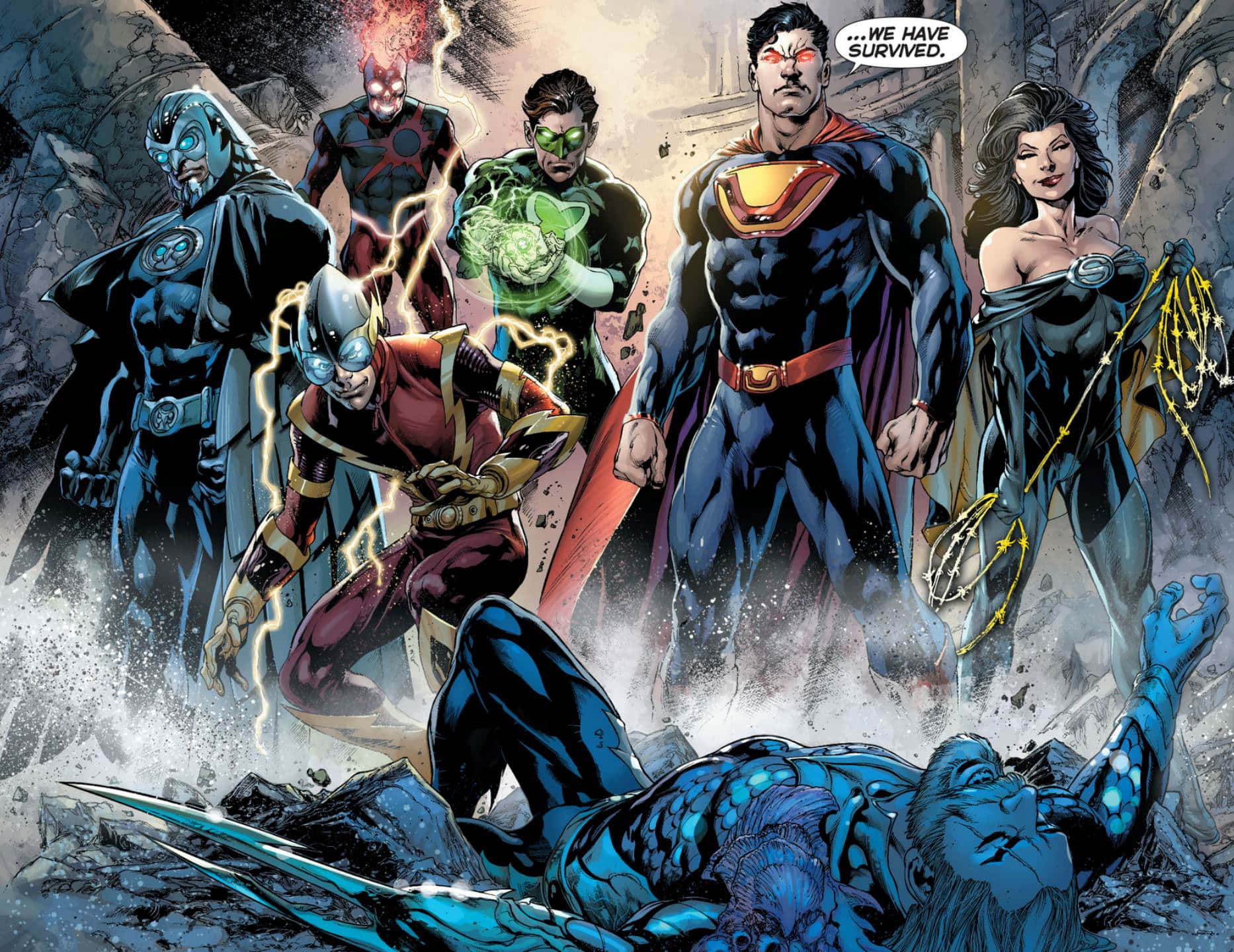 Johnny Quick And The Crime Syndicate In Action Background