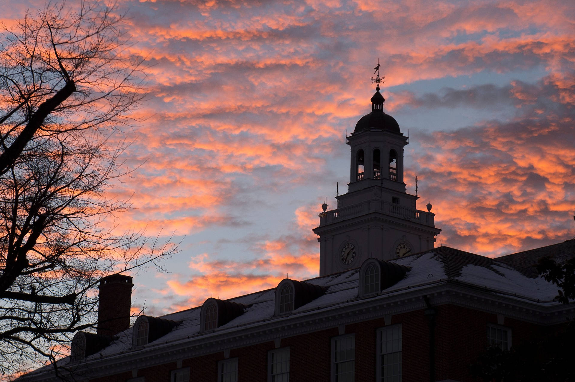 Johns Hopkins University Clock Tower Sunset Background