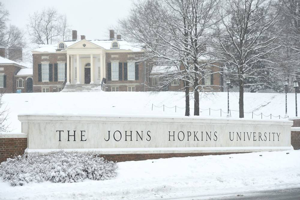 Johns Hopkins University In Winter Background