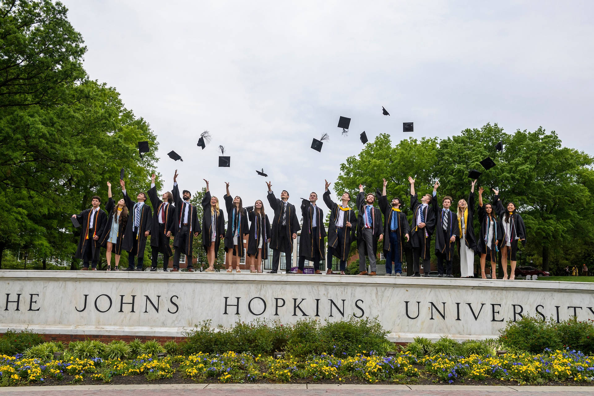 Johns Hopkins University Tossing Hats Background