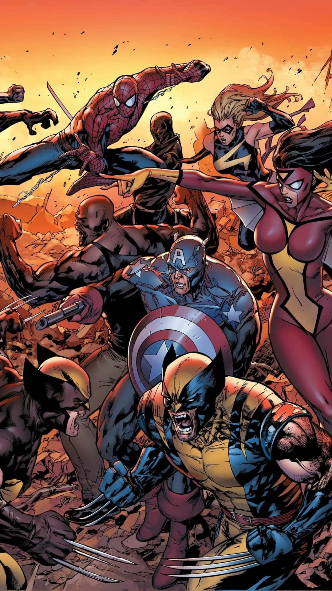Join A Legendary Universe Of Marvel Comic Book Heroes Background