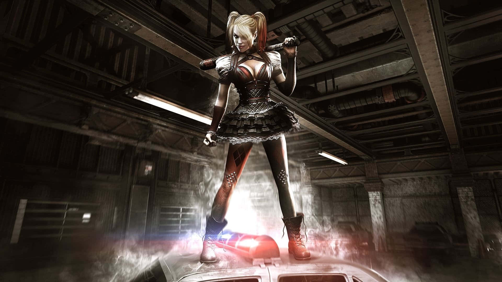 Join Harley Quinn In Her Escapades In Arkham City Background