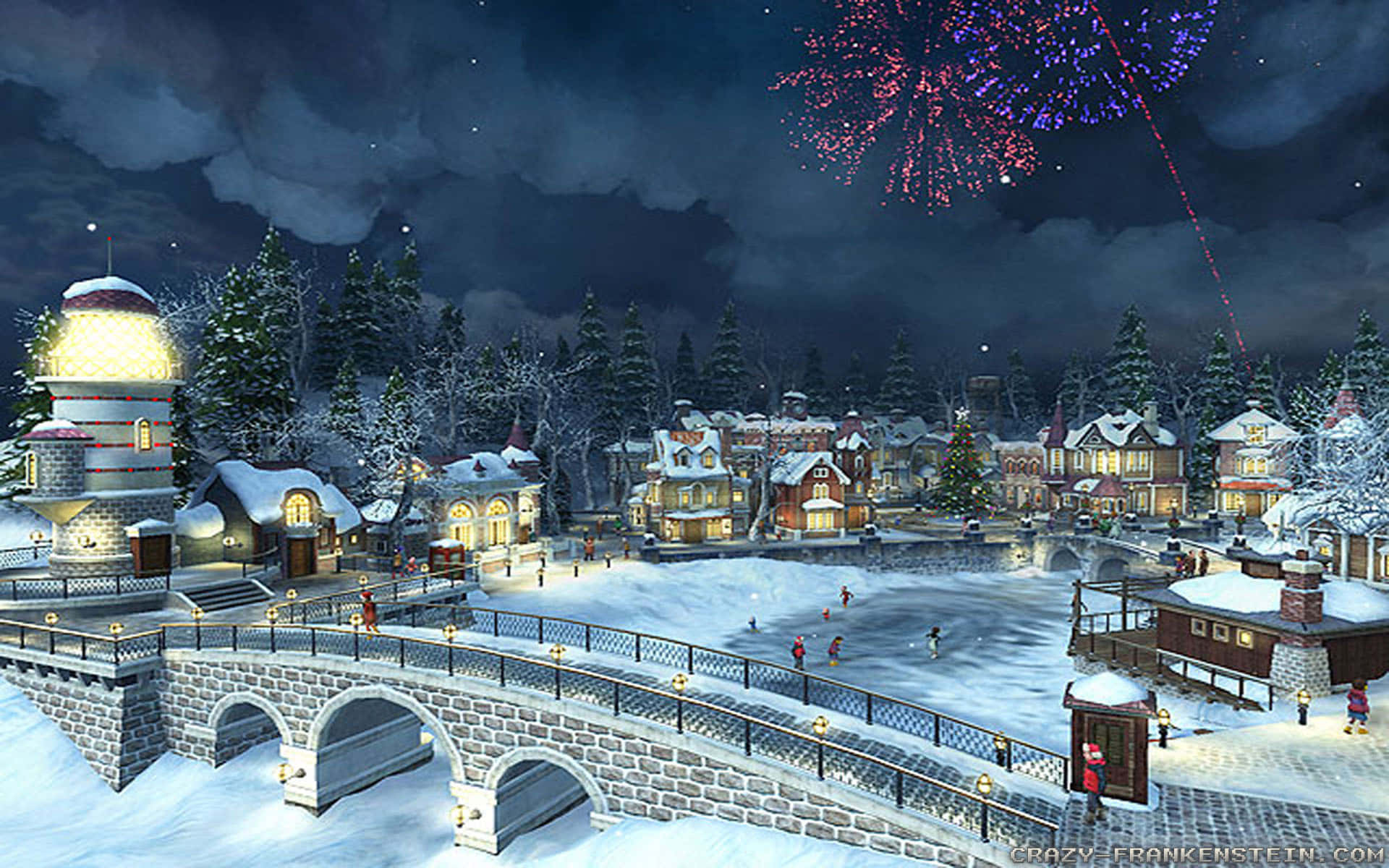 Join In The Festive Fun At A Traditional Christmas Village This Holiday Season. Background