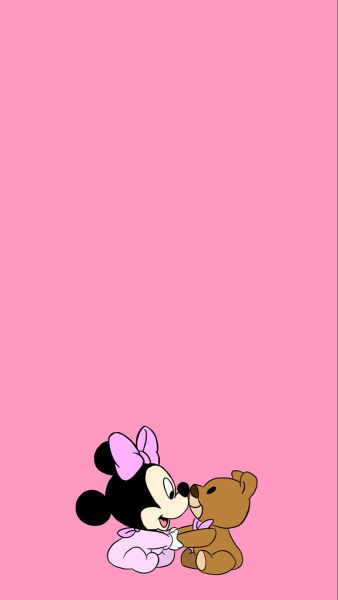 Join Minnie Mouse In Pink Background