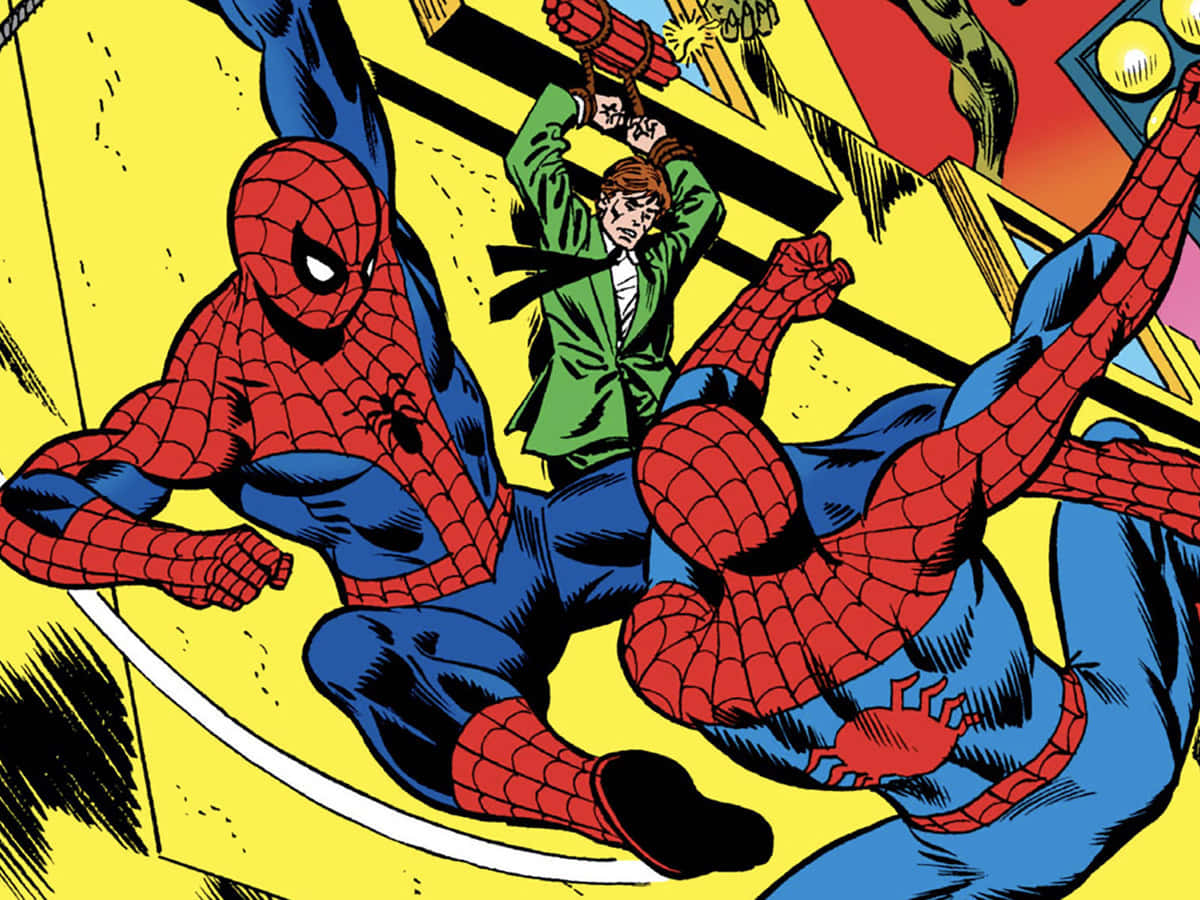 Join Spider Man And His Friends On Their Next Adventure In The Thrilling World Of Comics Background