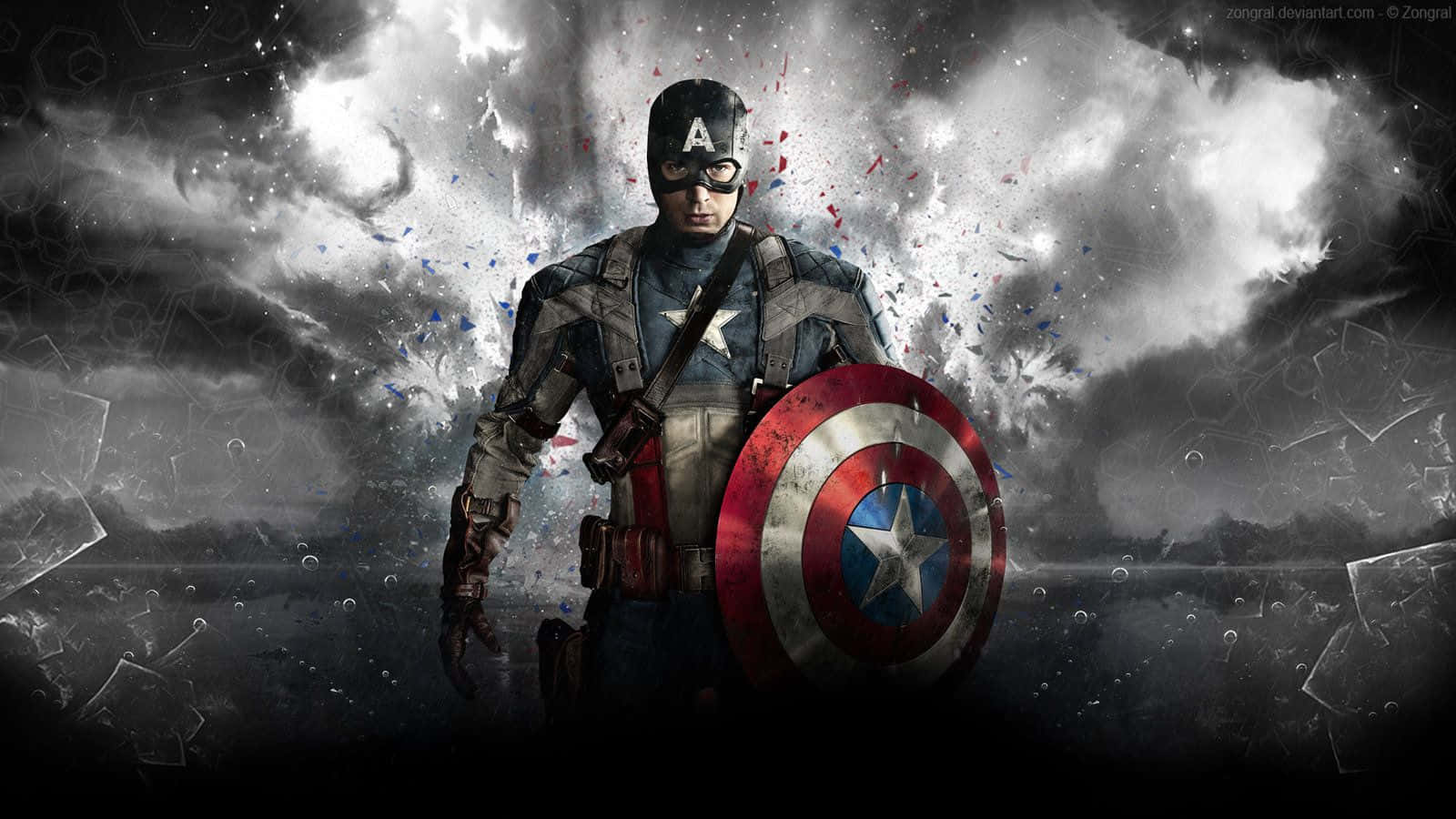 Join The Avengers With The Iconic Captain America Logo Background