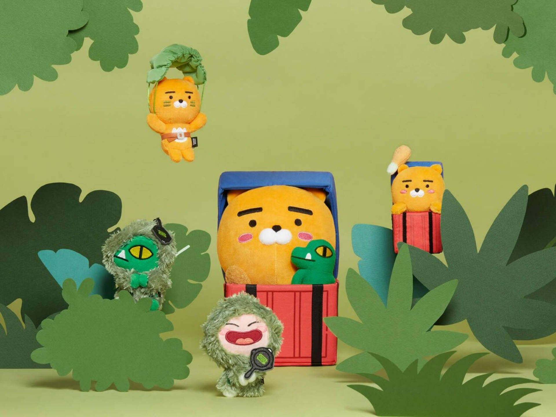 Join The Gang Of Fun And Adventure With The Kakao Friends At The Green Jungle! Background