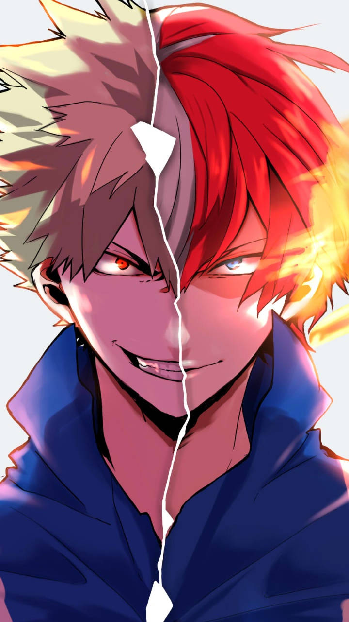 Join The Heroes, Deku, Todoroki, And Bakugo, As They Battle Against Evil Forces. Background