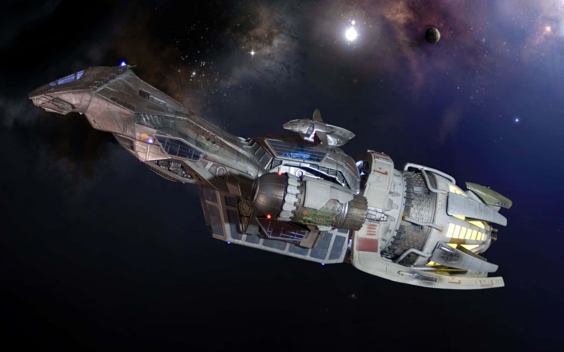 Join The Intergalactic Adventures Of The Spaceship Serenity Background