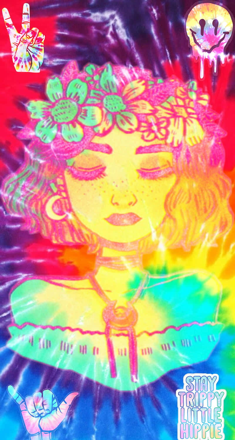 Join The Peace And Freedom Movement With The Trippy Hippie Lifestyle Background