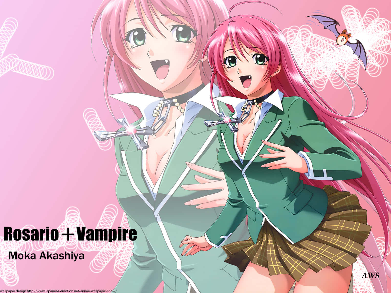 Join Tsukune And Moka In The Wild World Of Rosario Vampire Background