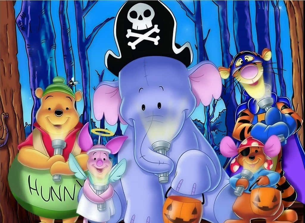 Join Winnie The Pooh And Friends This Halloween For A Festive Celebration! Background