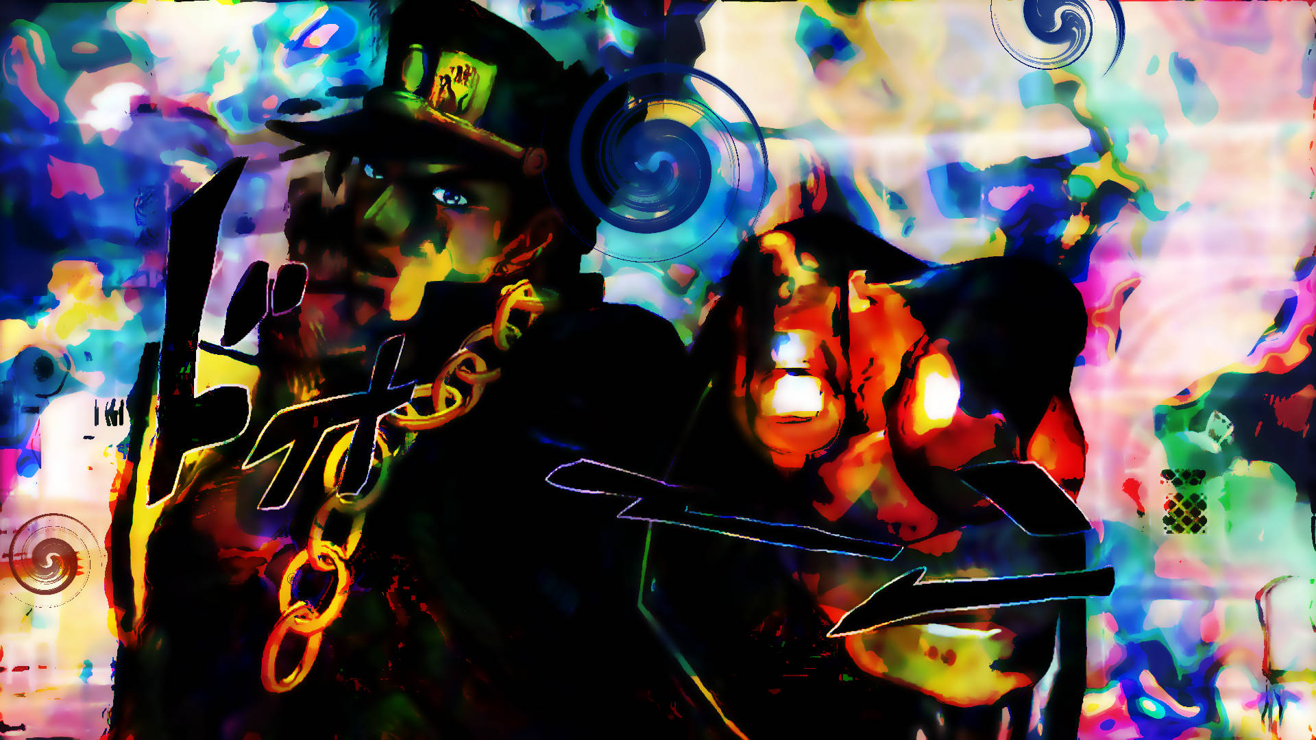 Jojo 4k Jotaro With Abstract Colours Background
