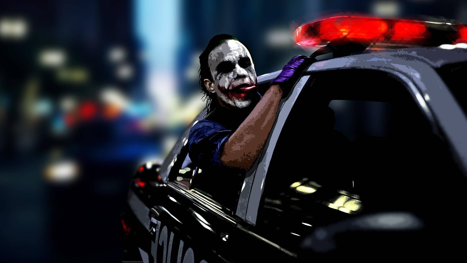 Joker 4k Ultra Hd In Police Car Background