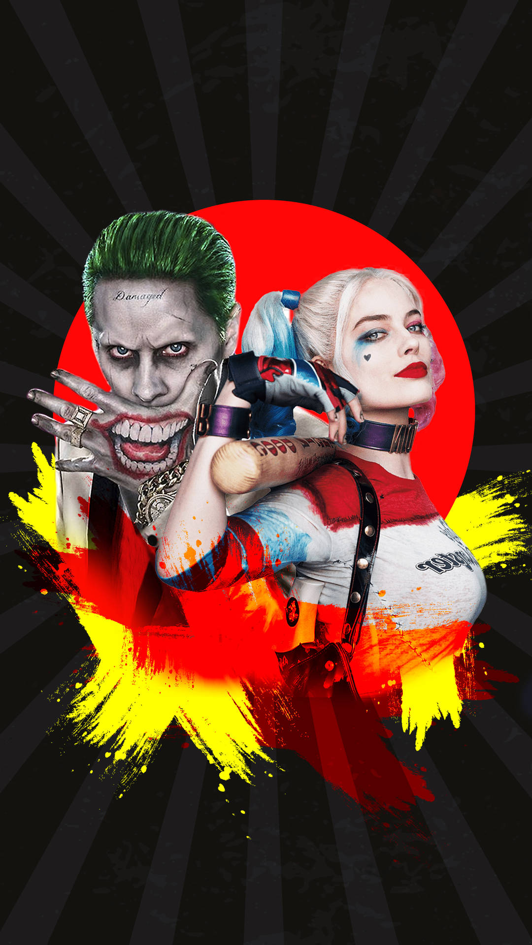 Joker And Harley Black And Red 4k Gotham Background