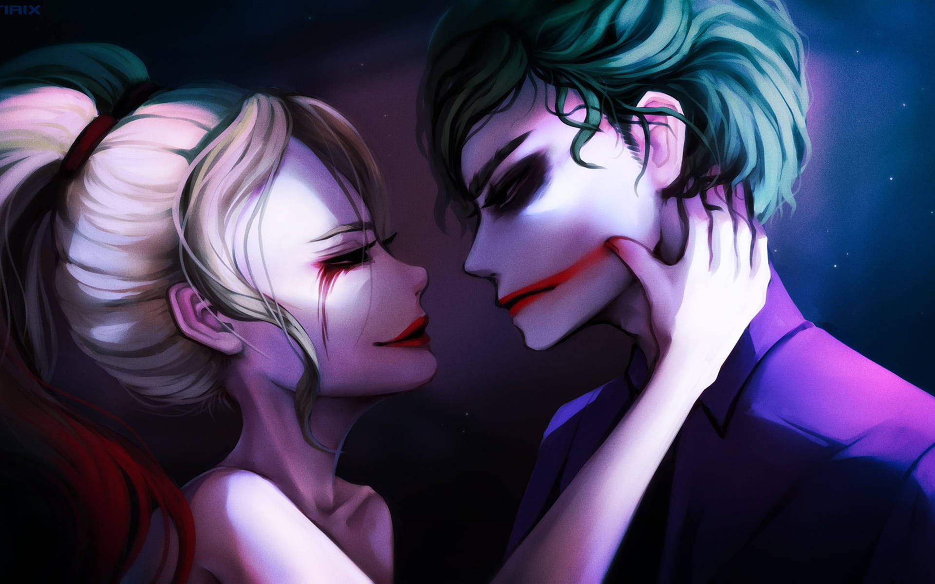 Joker And Harley Quinn Anime Style Background