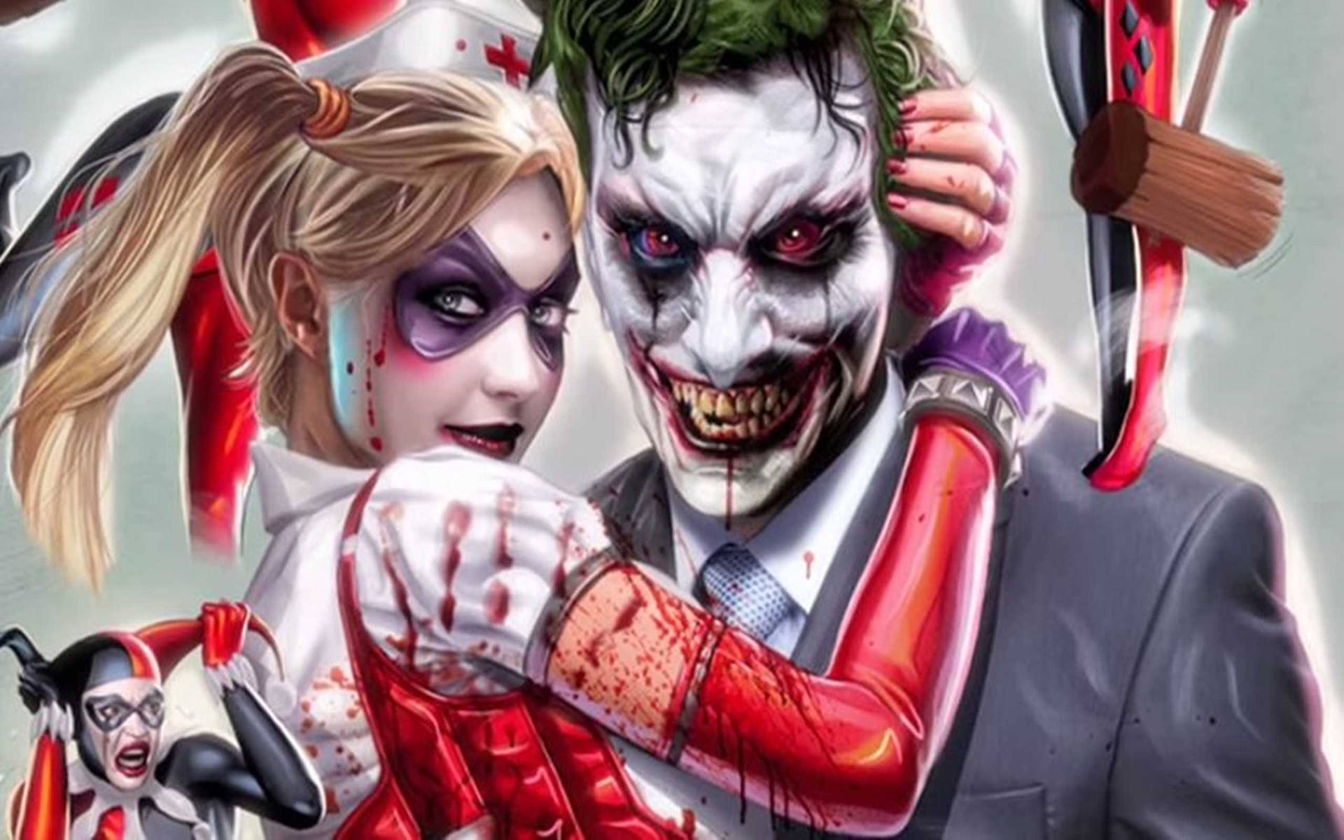 Joker And Harley Quinn Bloody Nurse Background