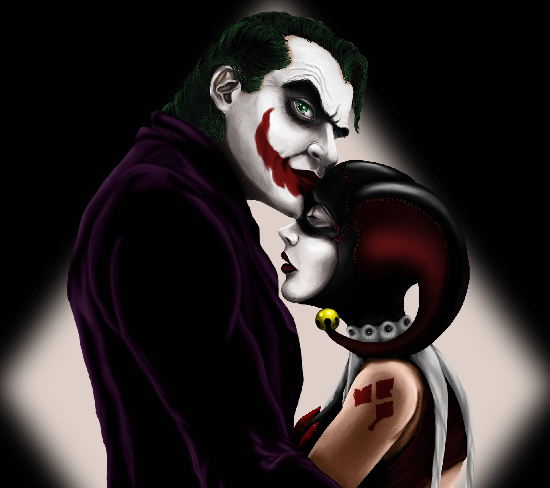 Joker And Harley Quinn Forehead Kiss Background